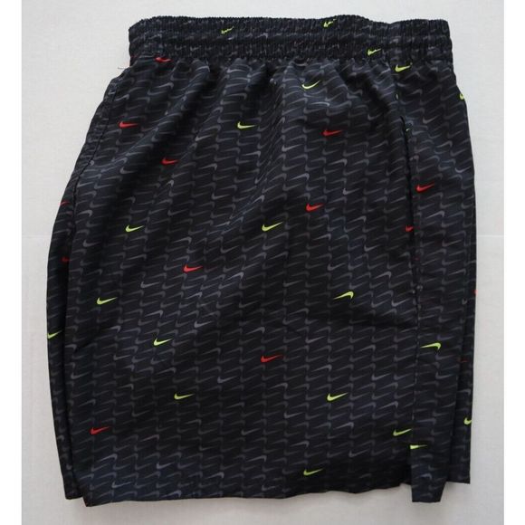 Nike NESSC485-001 Men's Sz 2XL Black Swoosh All-Over Print 5" Swim Shorts - Picture 9 of 10